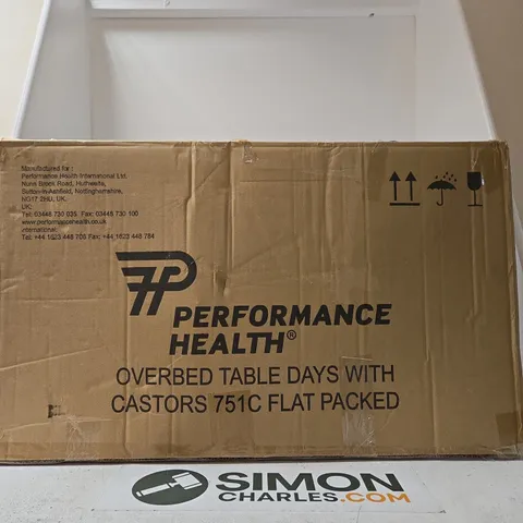 PERFORMANCE HEALTH OVERBED TABLE WITH CASTORS – FLAT PACKED (BOXED)