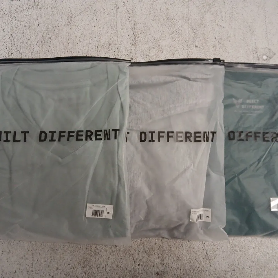 SET OF APPROXIMATELY 10 ASSORTED BUILT DIFFERENT T-SHIRTS/SHIRTS IN VARIOUS COLOURS AND SIZES