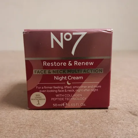 NO7 RESTORE & RENEW FACE & NECK MULTI ACTION NIGHT CREAM (50ML)