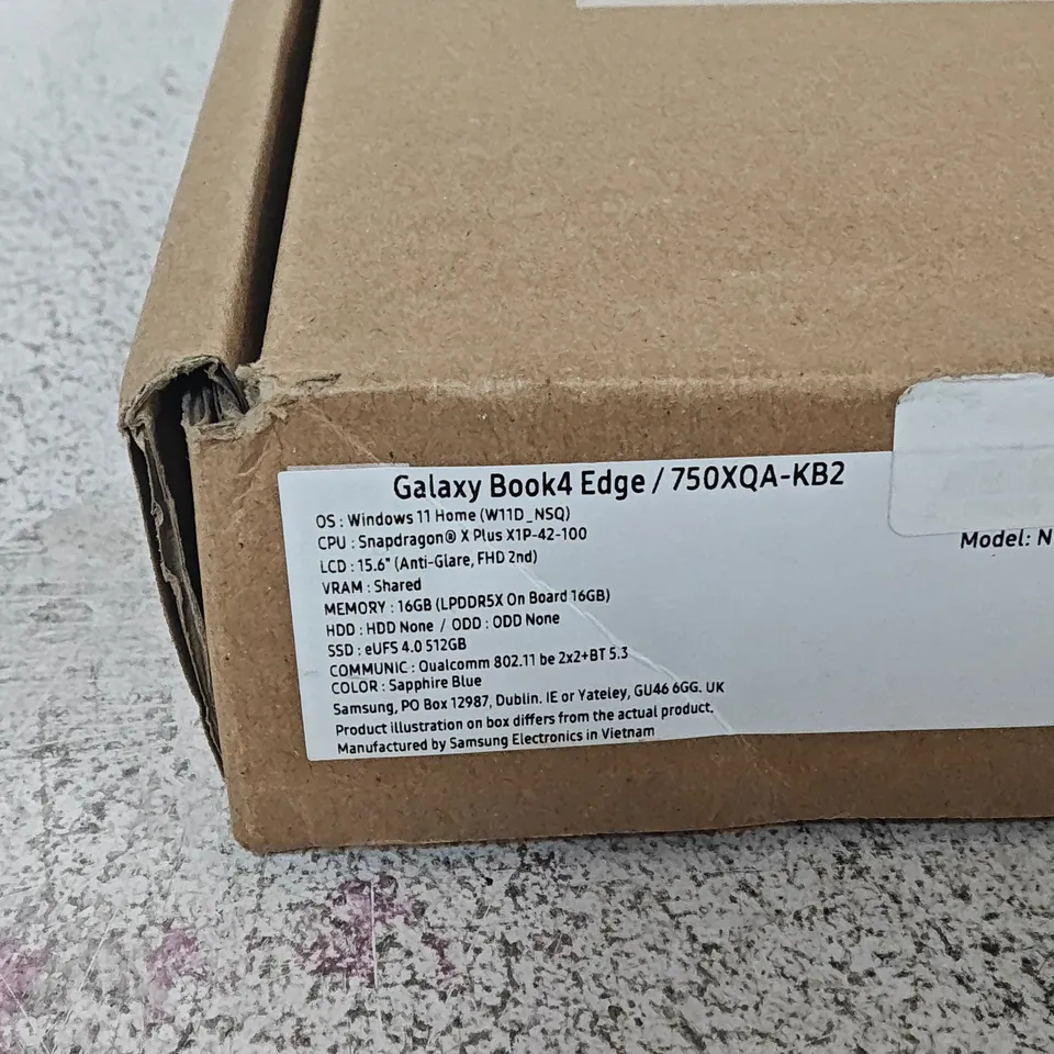 BOXED SAMSUNG GALAXYBOOK 4 EDGE SNAPDRAGON X PLUS16GB RAM LAPTOP IN SILVER - 750XQA-KB2