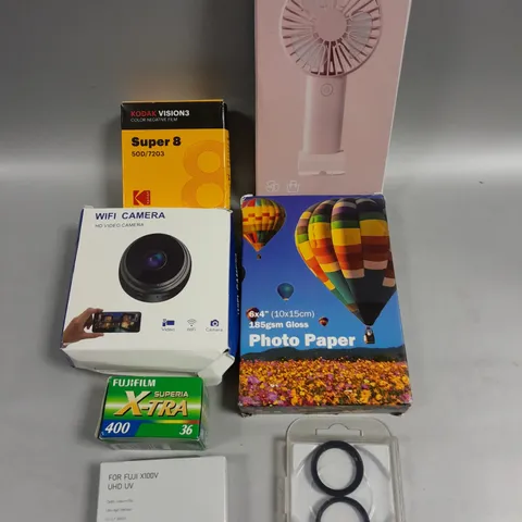 APPROXIMATELY 15 ASSORTED ELECTRICAL PRODUCTS TO INCLUDE HANDHELD FAN, WIFI CAMERA, PHOTO PAPER ETC