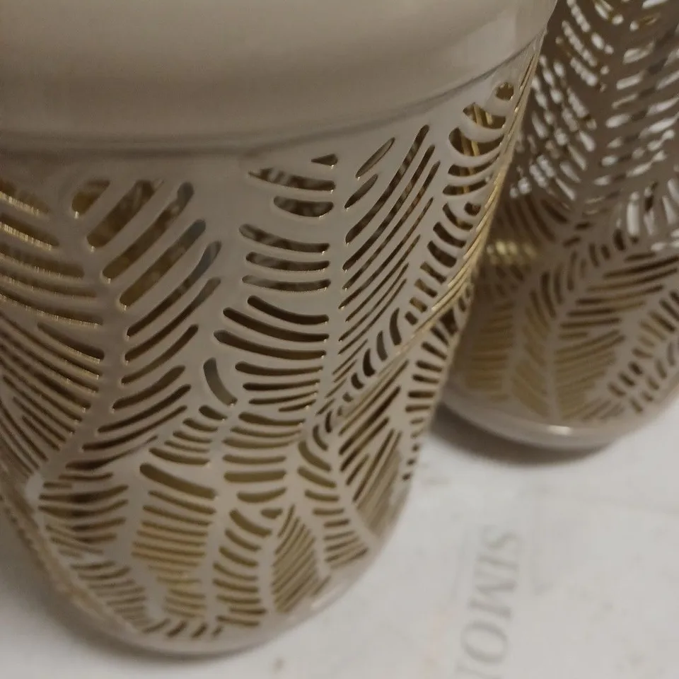 GARDEN REFLECTIONS SET OF 2 PATTERNED SOLAR LANTERNS, LEAF