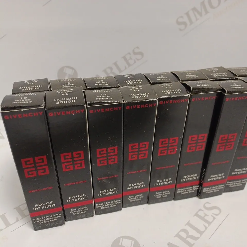 APPROXIMATELY 16 X GIVENCHY ROUGE INTERDIT SATIN LIPSTICK #13