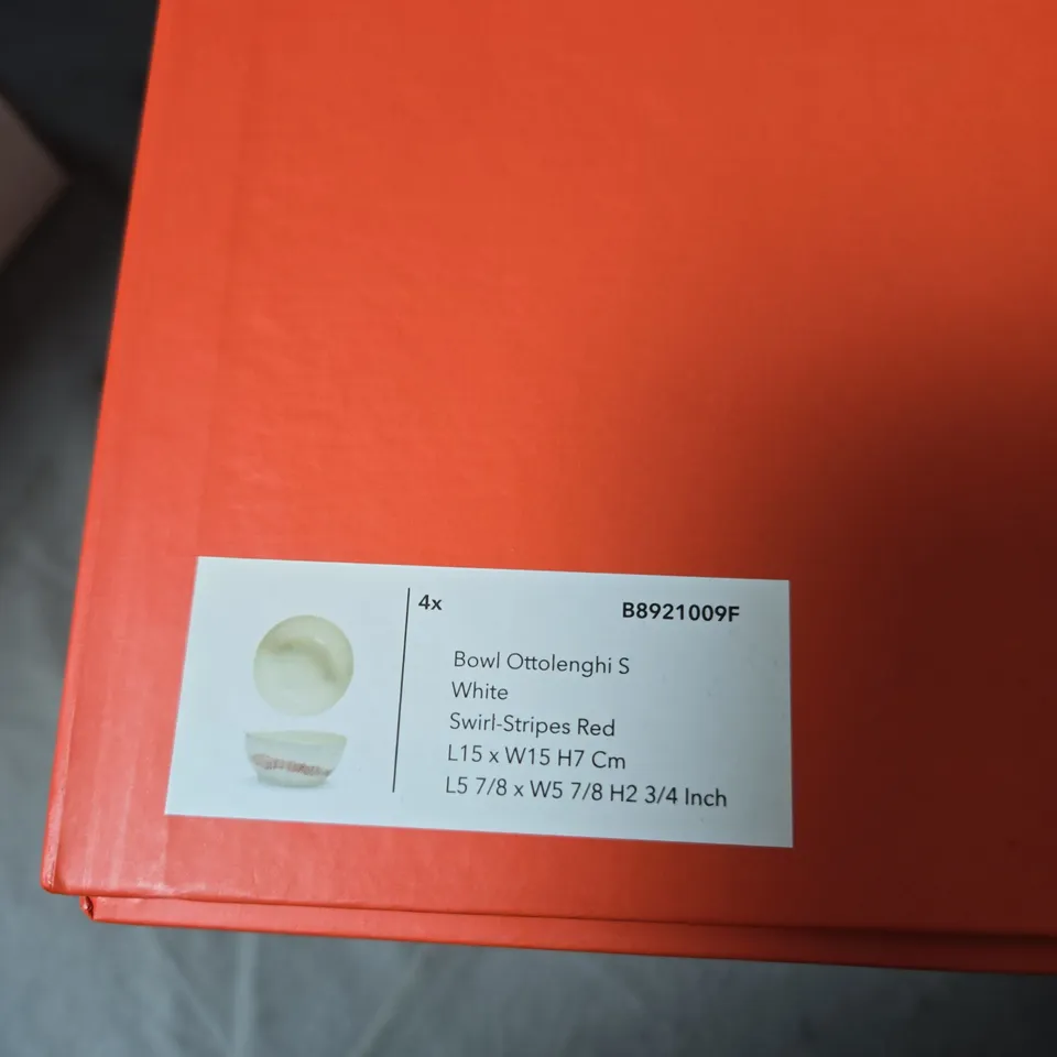 OTTOLENGHI FOR SERAX BOWL  – WHITE WITH SWIRL-STRIPE RED, SET OF 4