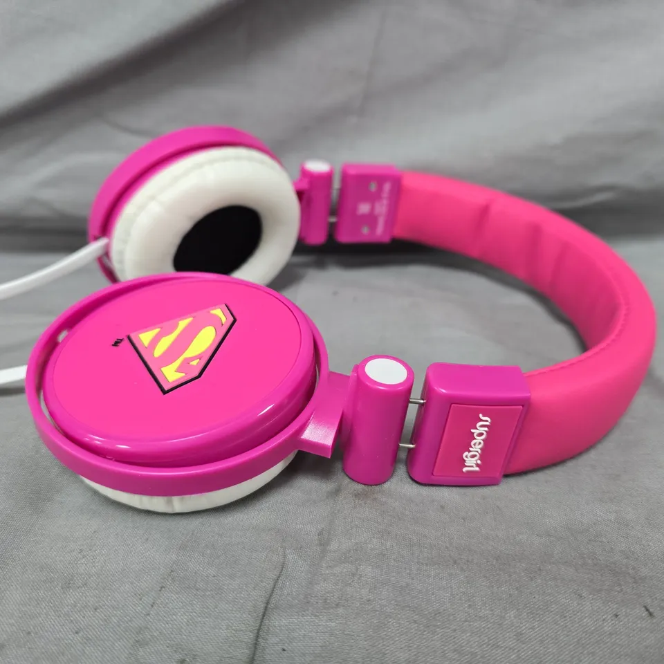 BOXED DC SUPERGIRL OVER-EAR HEADPHONES IN PINK W. ADJUSTABLE HEAD STRAP