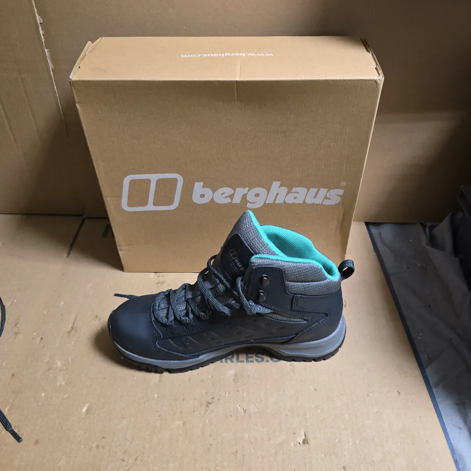 BERGHAUS HIKING BOOTS - DARK GREY WITH TEAL LINING - UK SIZE 5.5 