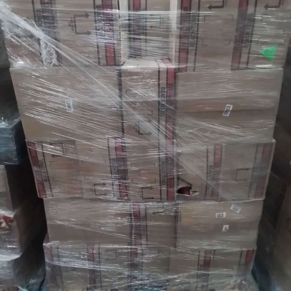 PALLET CONTAINING APPROXIMATELY 50 6-PACK BOXES OF BRAND NEW SUMMER THEMED BEACH TOWELS 
