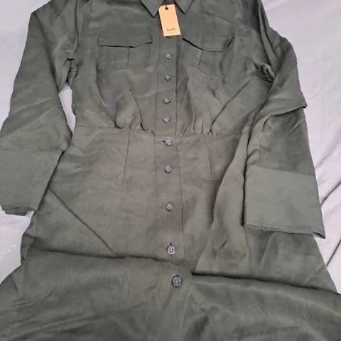 HUSH MARIA MINI UTILITY DRESS IN DARK GREEN - SIZE 6