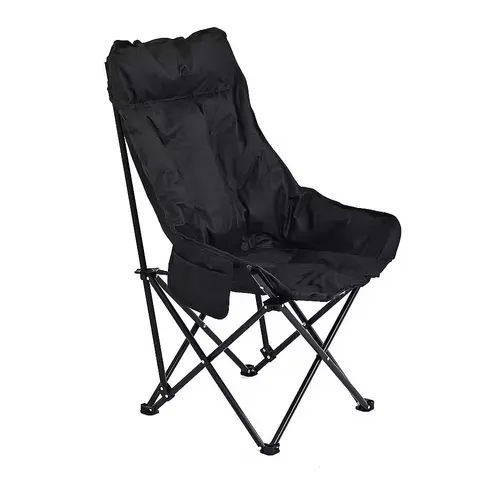 HEAVY DUTY PADDED FOLDABLE OXFORD CLOTH CAMPING CHAIR (90X46X46CM) - BLACK