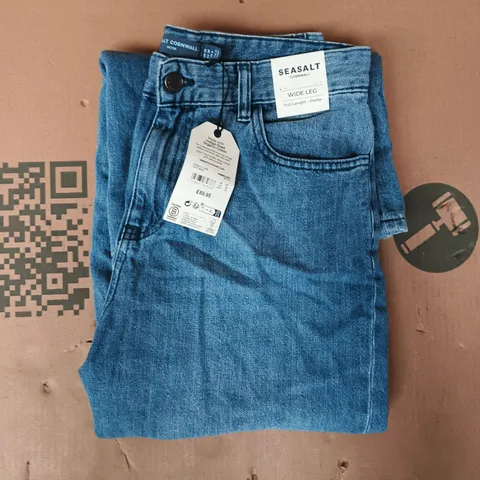 SEASALT CORNWALL WIDE LEG GODREVY PETITE JEANS IN BLUE SIZE UK 10P