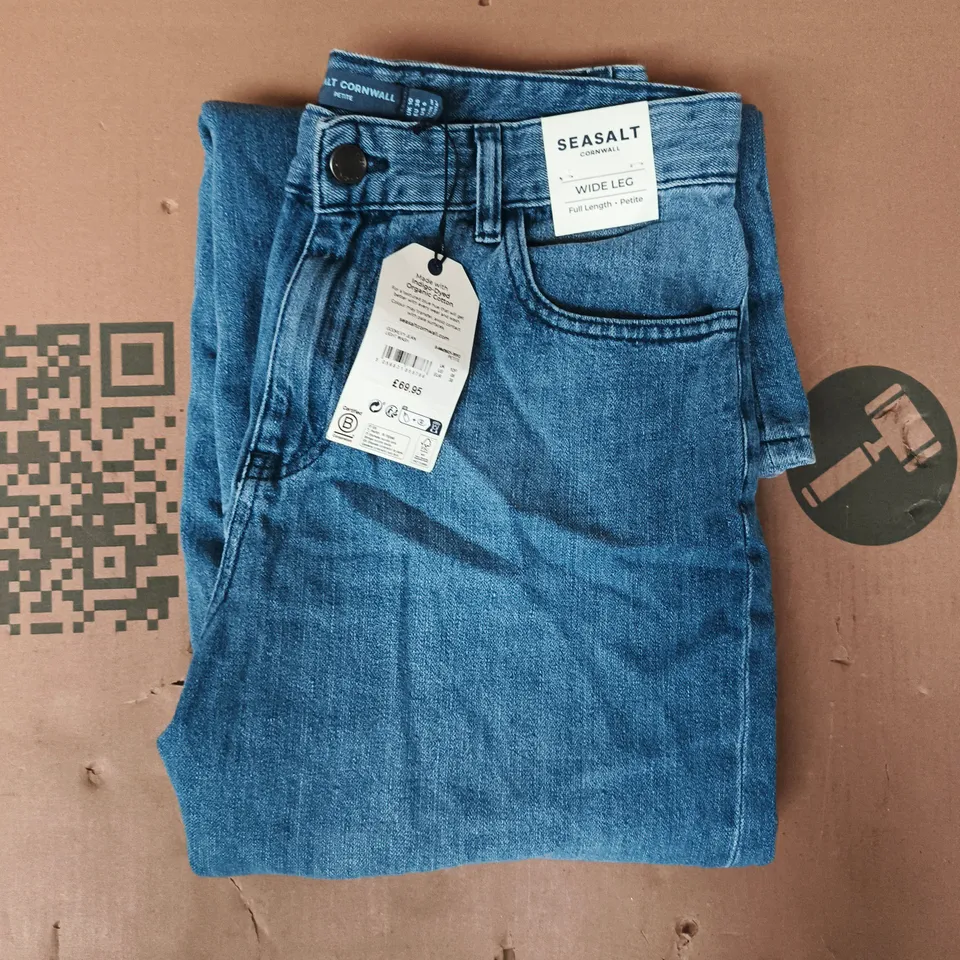 SEASALT CORNWALL WIDE LEG GODREVY PETITE JEANS IN BLUE SIZE UK 10P