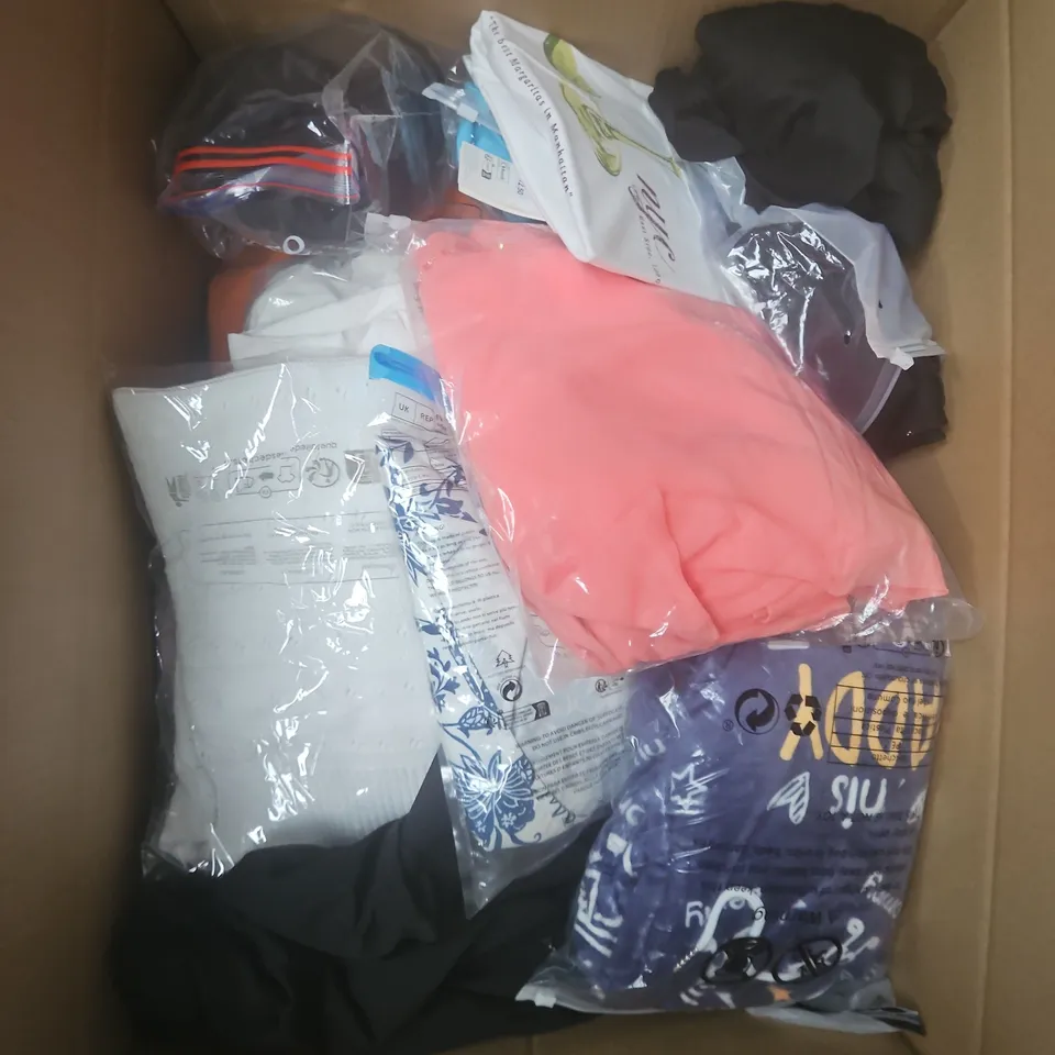 APPROXIMATELY 20 ASSORTED CLOTHING PRODUCTS IN VARIOUS STYLES & SIZES