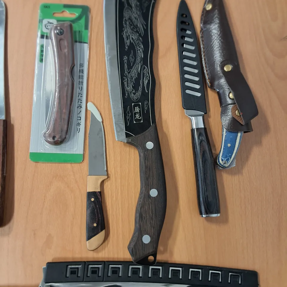 LOT OF 11 ASSORTED KNIFES AND CLEVERS