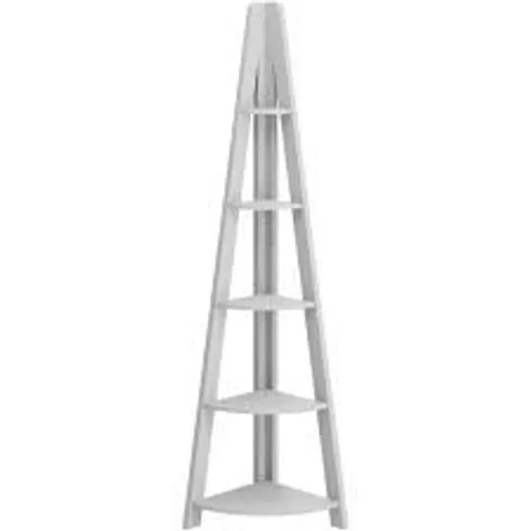 BOXED TIVA 5 SHELF GREY CORNER LADDER BOOKSHELF (1 BOX)