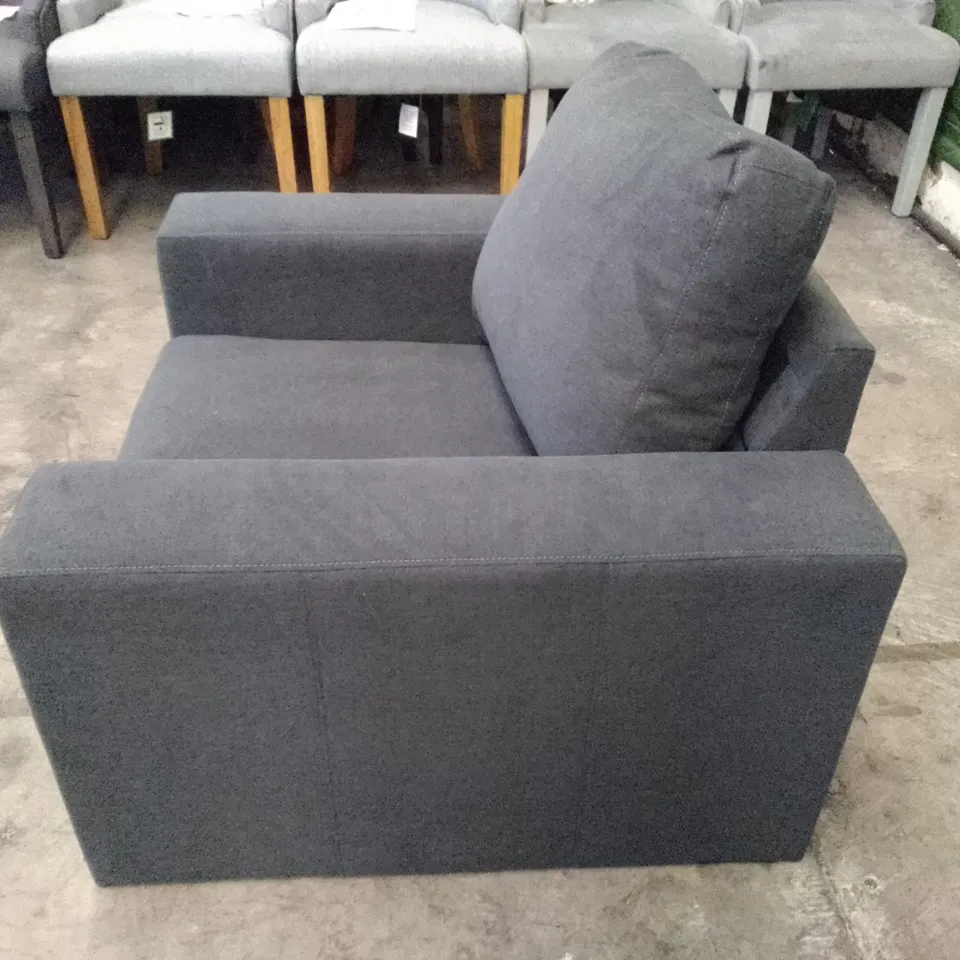 QUALITY DESIGNER BALTIMORE ARMCHAIR - SLATE GREY PLUSH FABRIC 