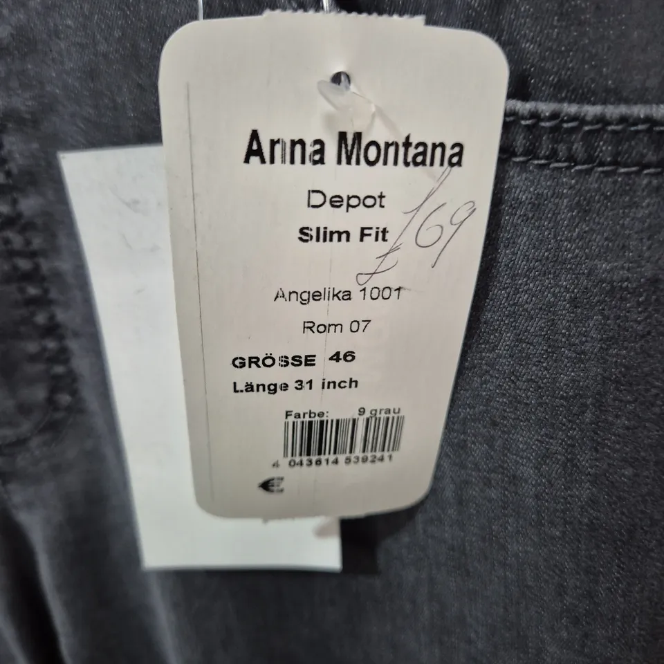 ANNA MONTANA DEPOT SLIM FIT JEANS – GREY DENIM, EU 46 (UK 16), INSEAM 31"
