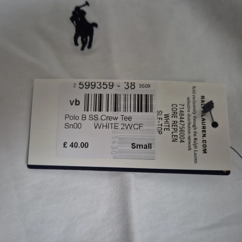 POLO RALPH LAUREN POLO B SS CREW TEE – WHITE, SMALL
