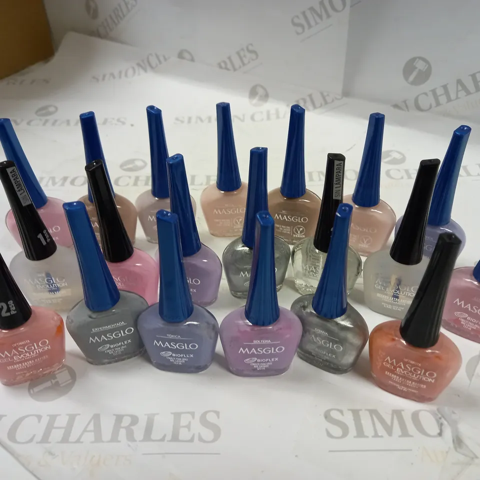 MASGLO BIOFLEX NAIL POLISH LACQUER COLLECTION APPROX. 20 ITEMS 