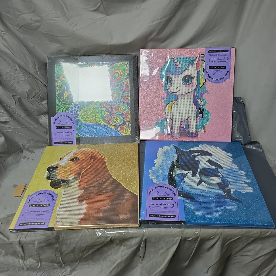 4 X ASSORTED ANIMAL DIAMOND PAINTING KIT