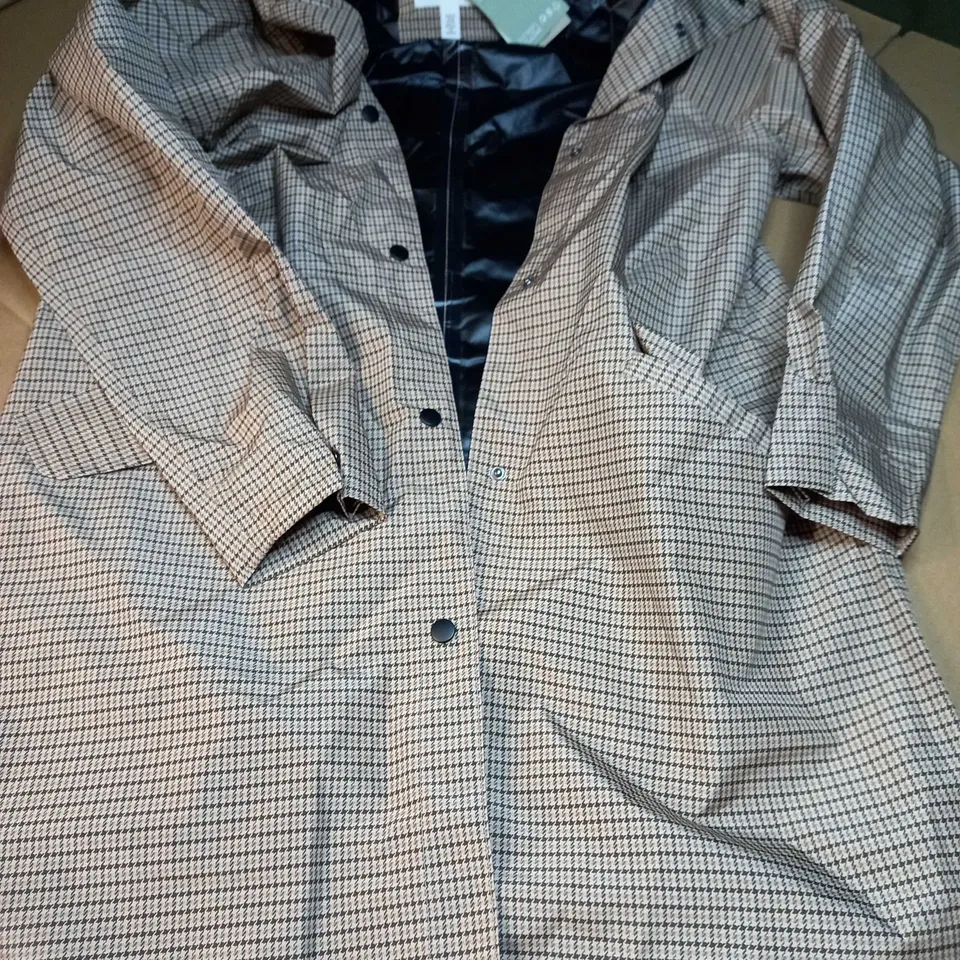 H&M BROWN CHECK RAIN MAC - XS