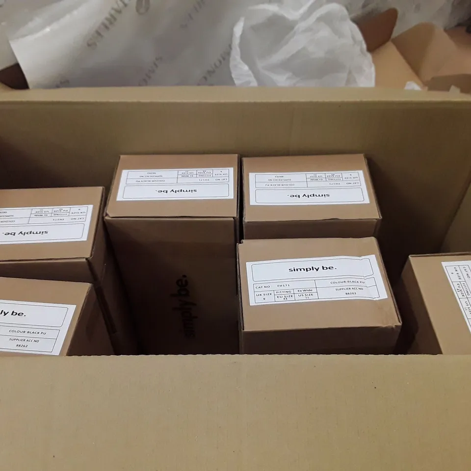 BOXED BRAND NEW SIMPLY BE OSLO EXTRA WIDE SHOES SIZE 9 BLACK PU COLOUR APPROXIMATELY 7 PAIRS