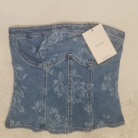 STRADIVARIUS DENIM TOP IN BLUE SIZE MEDIUM
