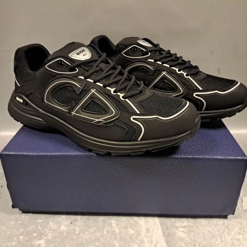 BOXED PAIR OF DIOR B30 MICROFIBRE MESH SHOES IN BLACK EU SIZE 45