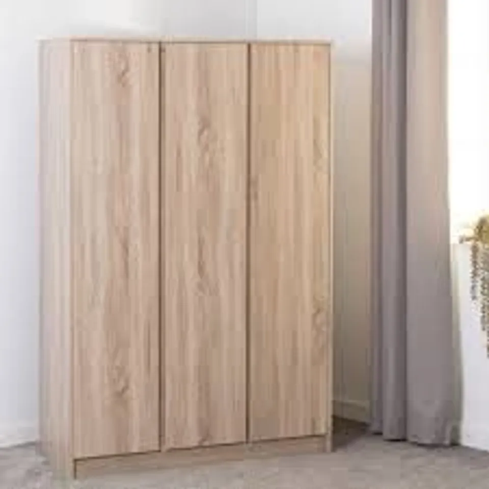BOXED MALVERN SONOMA OAK EFFECT 3 DOOR WARDROBE (3 BOXES)