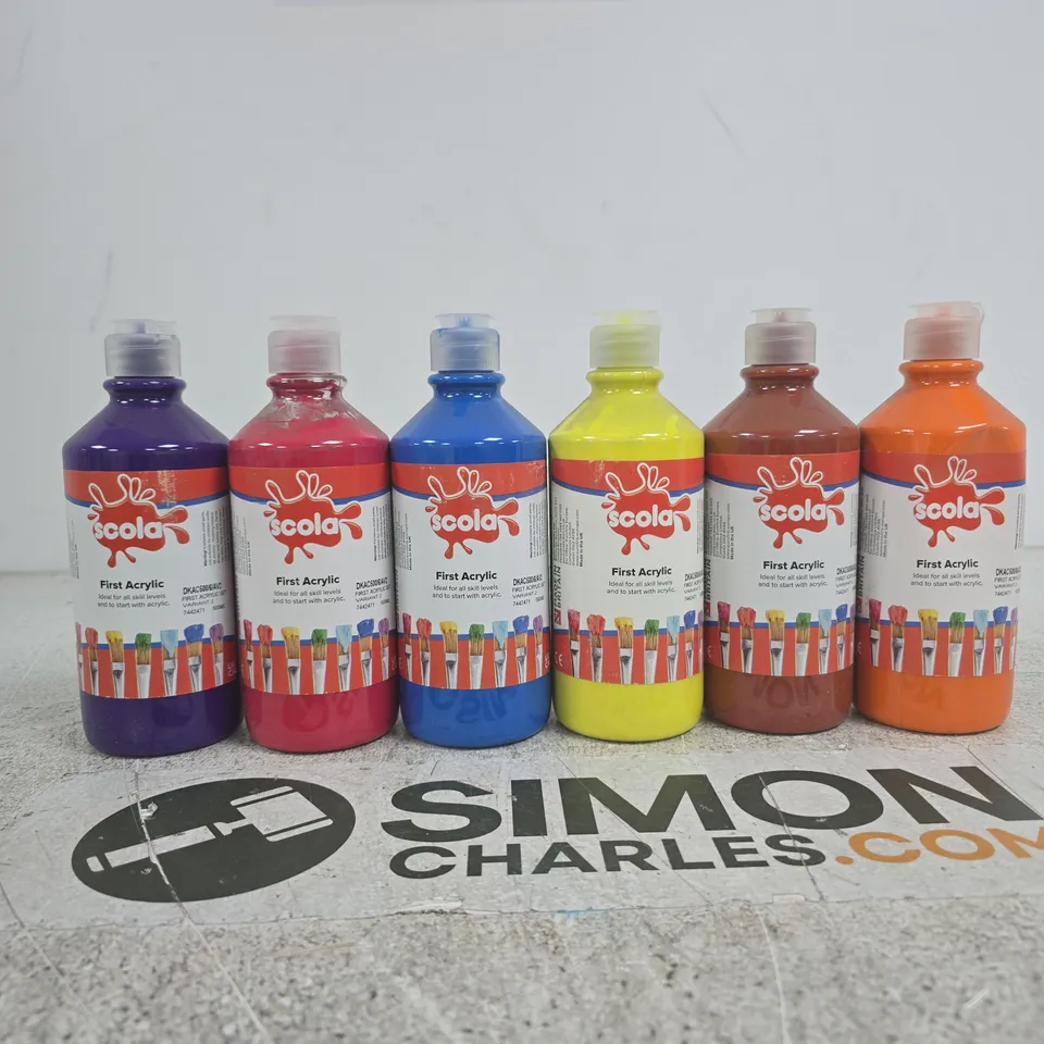 SCOLA FIRST ACRYLIC PAINT – 6 ASSORTED COLOURS