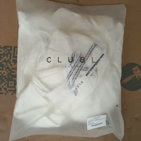 BAGGED CLUBL LONDON ASHMARA WHITE LACE SQUARE NECK MIDI DRESS SIZE UK 12