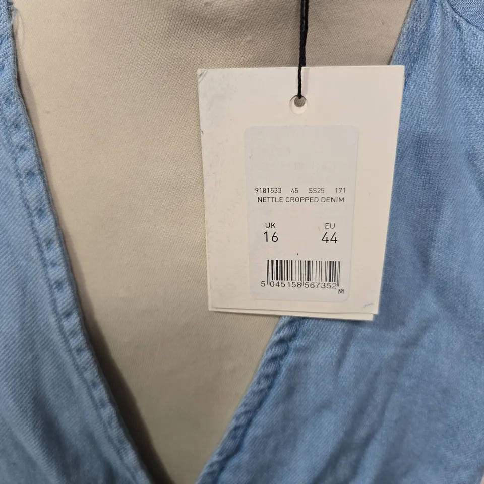 NEW LOOK KIND NETTLE CROPPED DENIM VEST – UK 16