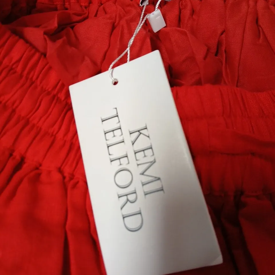 KEMI TELFORD  RED WOMEN'S DRESS WITH RUCHED NECKLINE 