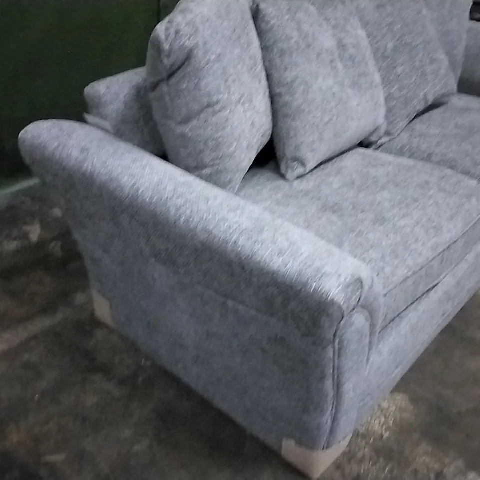 DESIGNER DURY CHUNKY WEAVE GREY FABRIC THREE SEATER SOFA