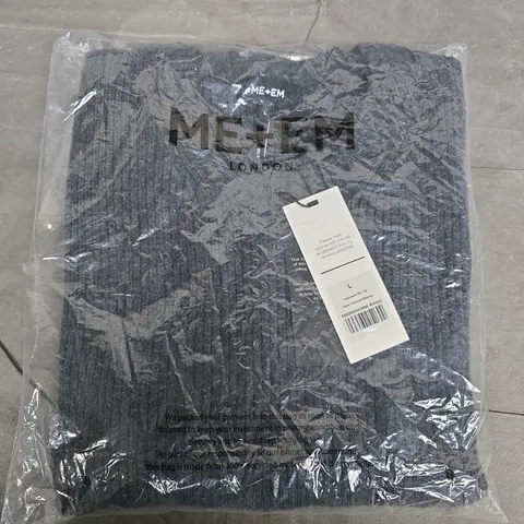 BAGGED ME+EM CASHMERE RIB TEE IN DARK CHARCOAL MELANGE - LARGE