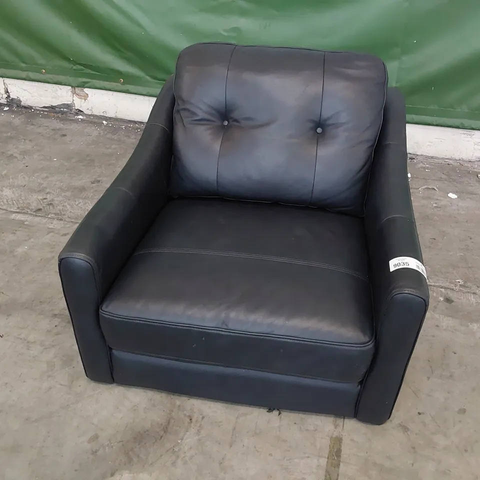 DESIGNER EASY CHAIR BLACK LEATHER 