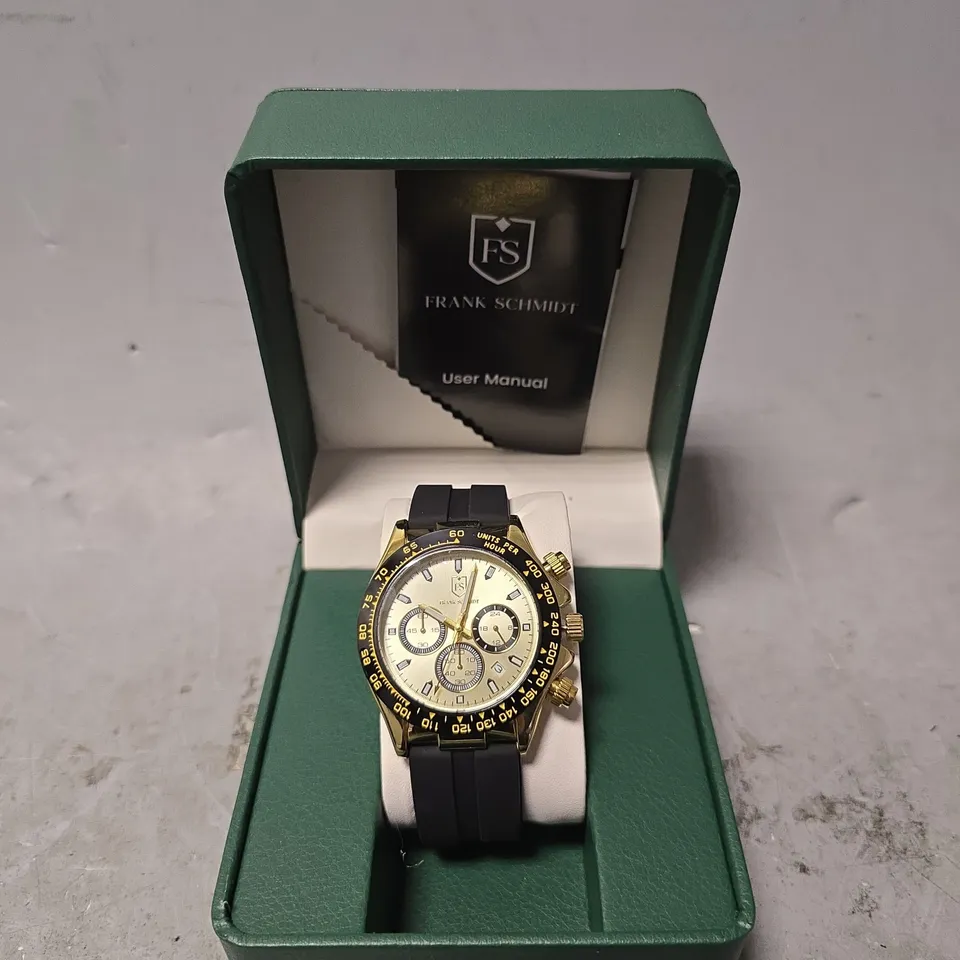 RANK SCHMIDT WATCH – MULTI FUNCTION SUB DIALS WITH DATE – HQ RUBBER SPORTS STRAP – 3ATM WATER RESISTANT – GIFT BOX INCLUDED