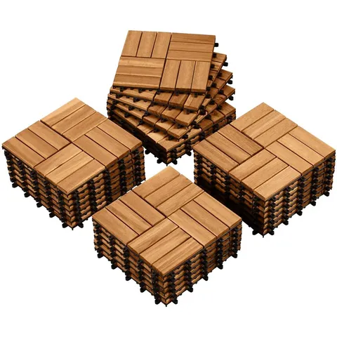 BOXED 30×30CM FSC CERTIFIED ACACIA WOOD INTERLOCKING DECK TILE
