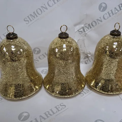 BOXED ALISON CORK SET OF 2 PRE-LIT MERCURY GLASS BELLS