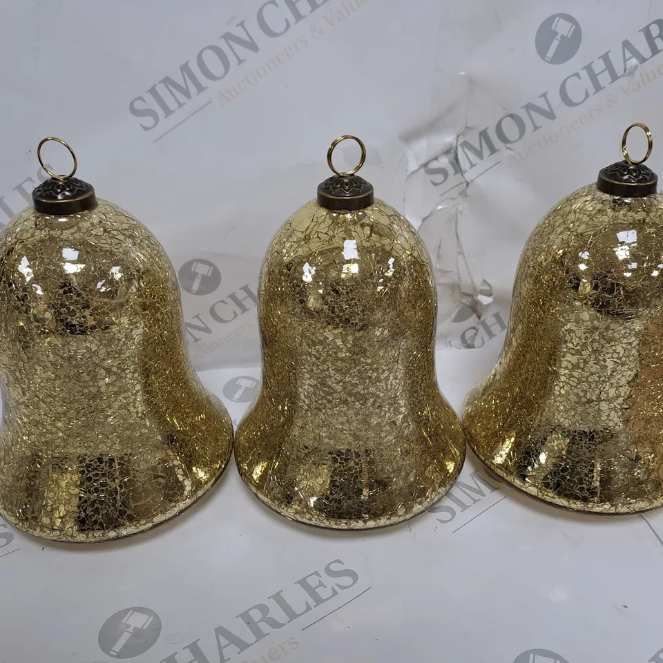 BOXED ALISON CORK SET OF 2 PRE-LIT MERCURY GLASS BELLS