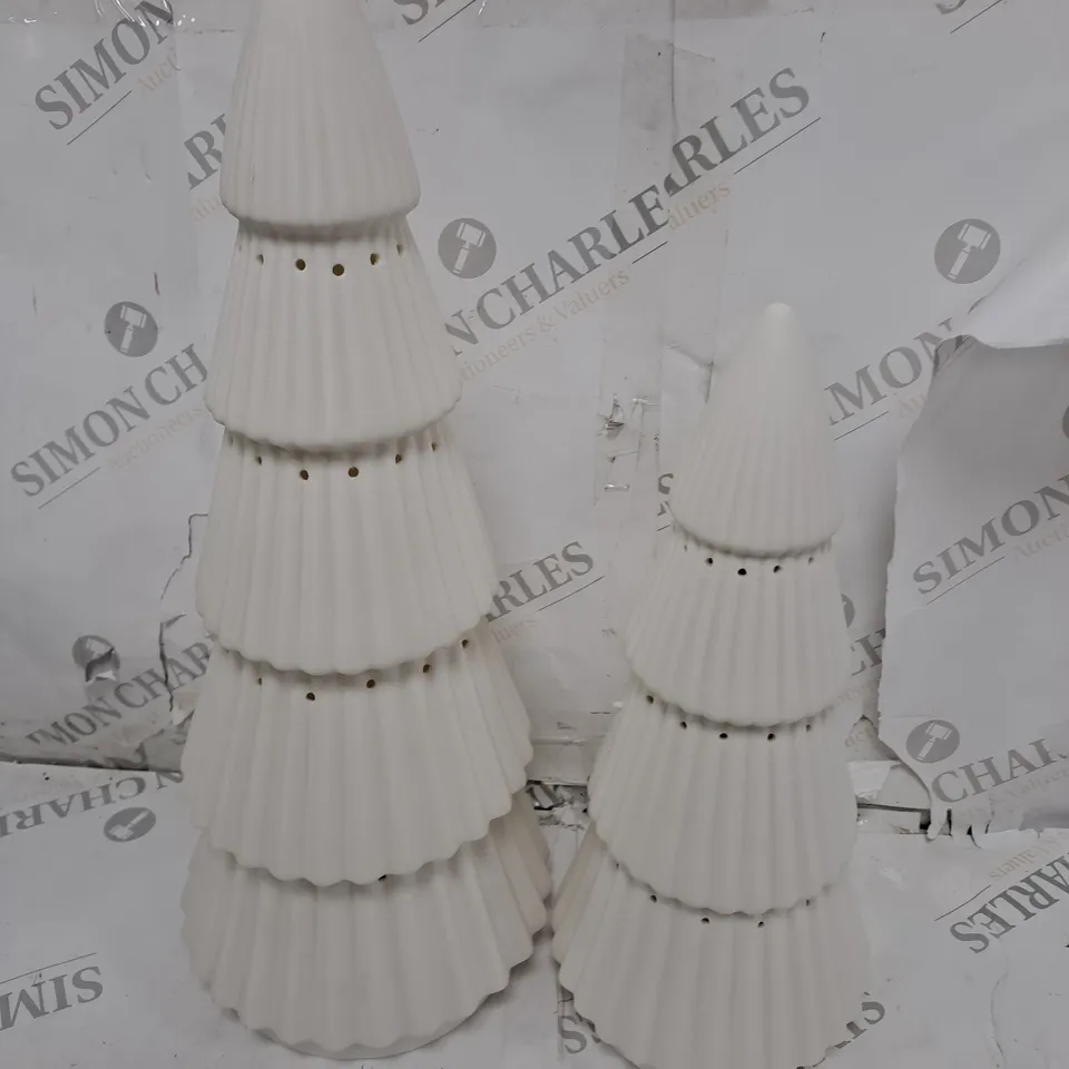BOXED K BY KELLY HOPPEN SET OF 2 LARGE CERAMIC LIGHT UP ORNAMENTS