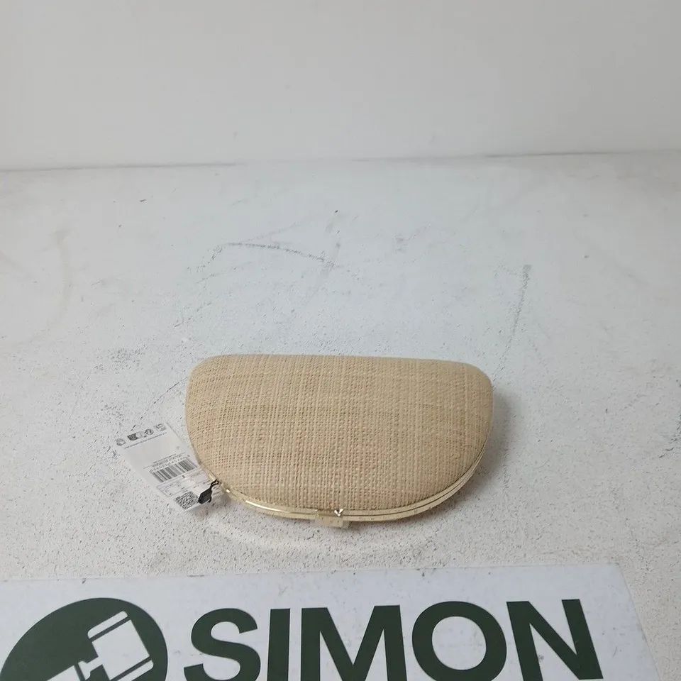 MANGO BEIGE WOVEN STRAW CLUTCH BAG