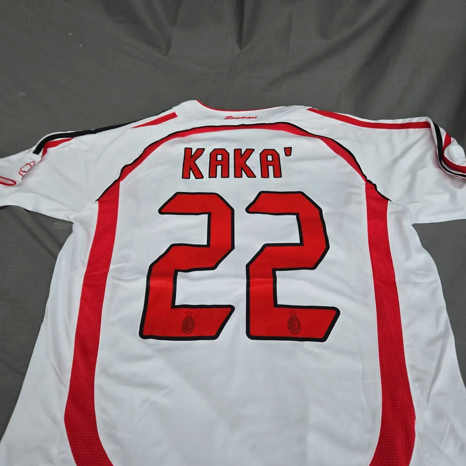 AC MILAN FC AWAY SHIRT - 2007 CHAMPIONS LEAGUE FINAL - KAKA 22 SIZE S