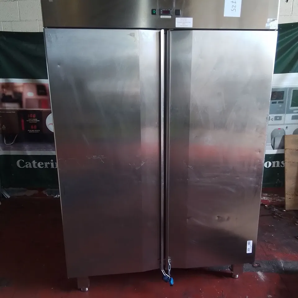 LARGE COMMERCIAL DOUBLE DOOR STAINLESS FOOD STORAGE UNIT 