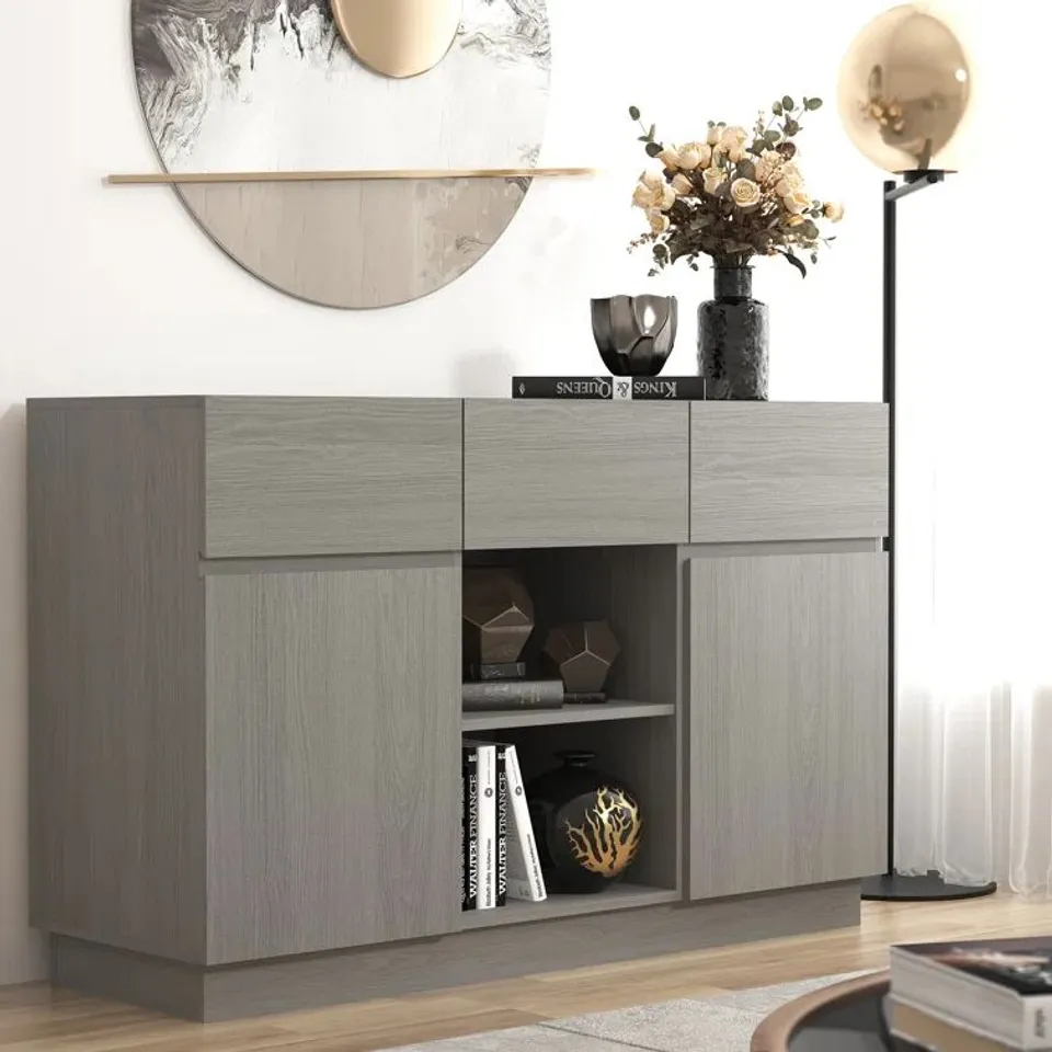 BOXED MUSTAEEN ANDERSON 118CM WIDE 2 DOOR 3 DRAWER SIDEBOARD