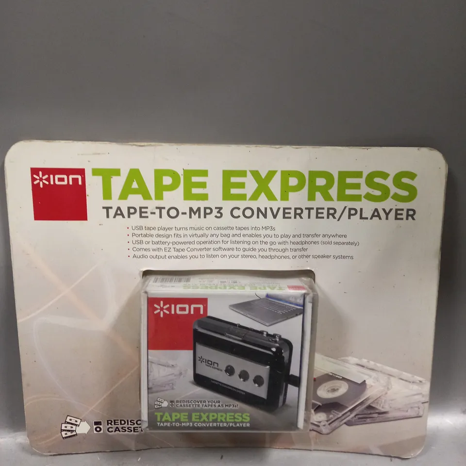 BOXED ION TAPE EXPRESS TAPE-TO-MP3 CONVERTER/PLAYER