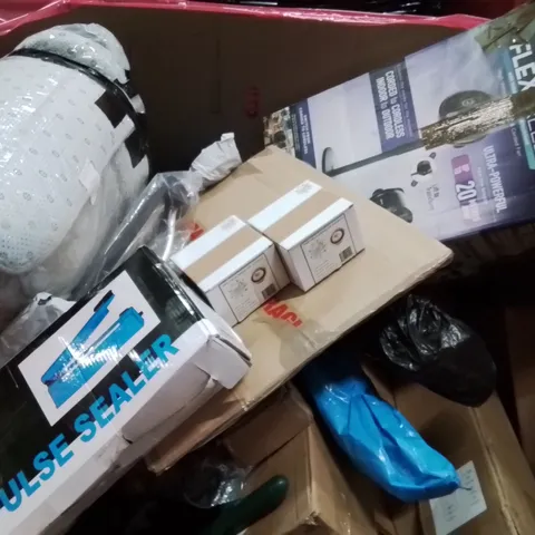 PALLET CONTAINING VARIOUS ASSORTED BOXED HOUSEHOLD ITEMS TO INCLUDE: LARGE THROW,CAR PARTS, FLEXI BREEZE AND LOTS MORE UNMARKED BOXED ITEMS