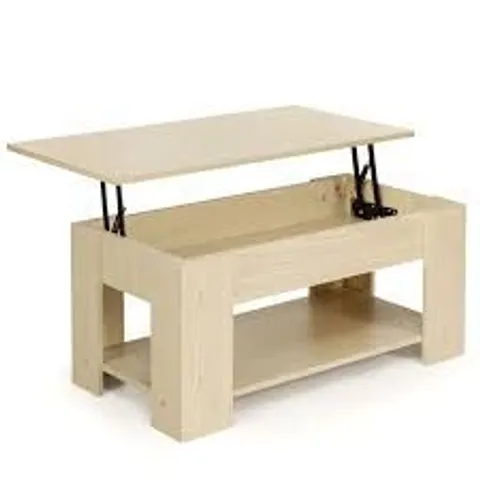 BOXED COSTWAY SINGLE SHELF NATURAL LIFT TOP COFFEE TABLE