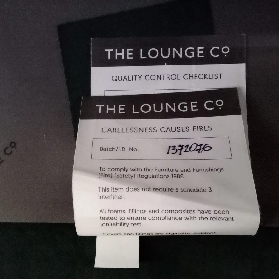 QUALITY THE LOUNGE CO DESIGNER DBL CHAISE SOFA - GREEN FABRIC