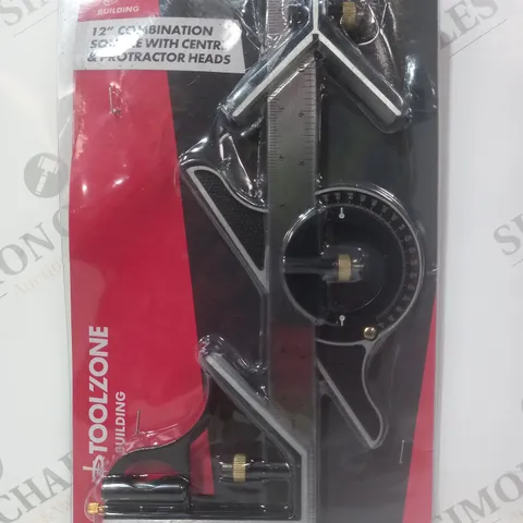 TOOLZONE 12" COMBINATION SQUARE WITH CENTRE & PROTRACTOR HEADS