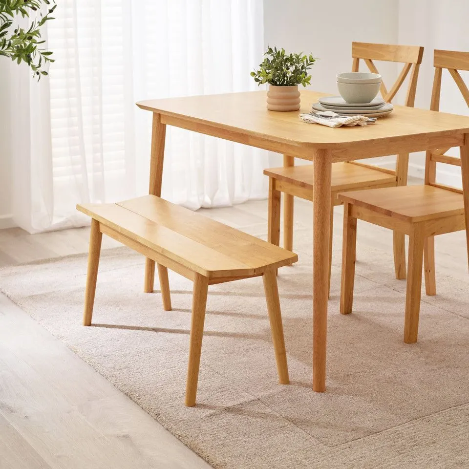 BOXED DREA OAK SOLID WOOD BENCH TRADITIONAL RUSTIC FARMHOUSE